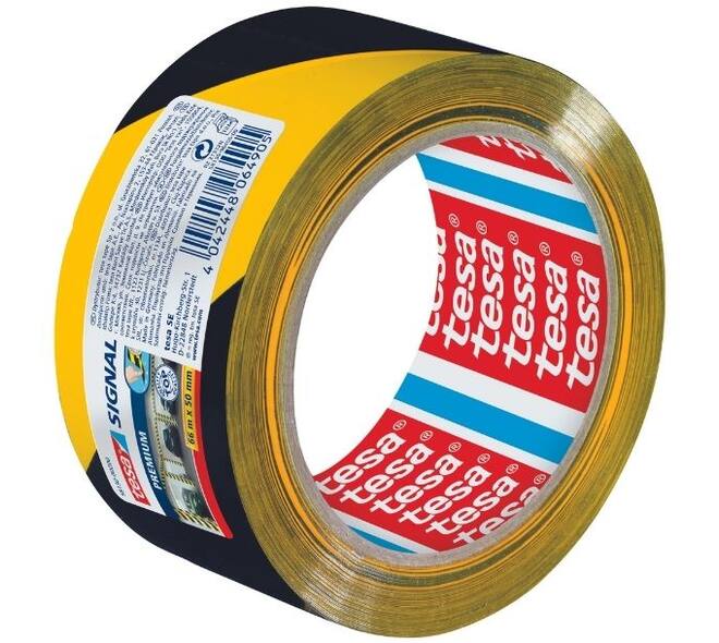 Tesa Waarschuwingstape 66M x 60 mm Pvc Premium Zwart/ Geel