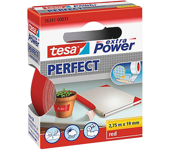 Tesa Extra Power® Perfect 2.75M x 19 mm Rood