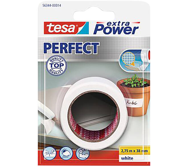 Tesa Extra Power Perfect 2.75 m x 38 mm Wit Ophangdoosje