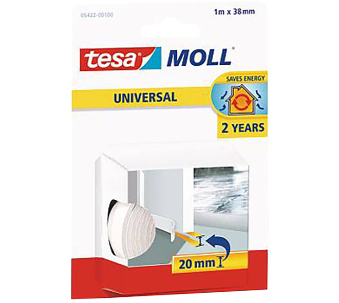 Tesa Tesamoll Universal Schuimstof Dorpelstrip 2Jr 1M x 38 mm Wit