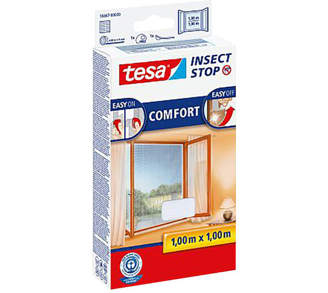 Tesa Comfort Vliegenhor Ramen 1M x 1M Wit