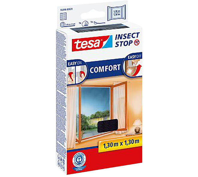 Tesa Comfort Vliegenhor Ramen 1,3M x 1,3M Zwart