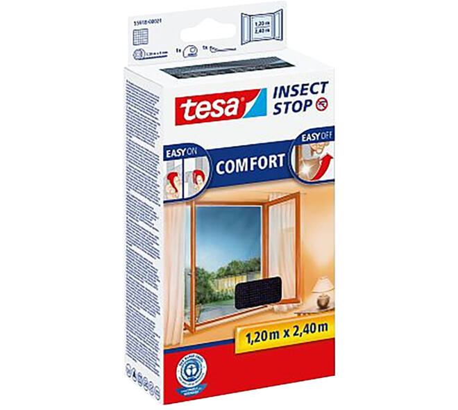 Tesa Comfort Vliegenhor Ramen 1,2M x 2,4M Zwart