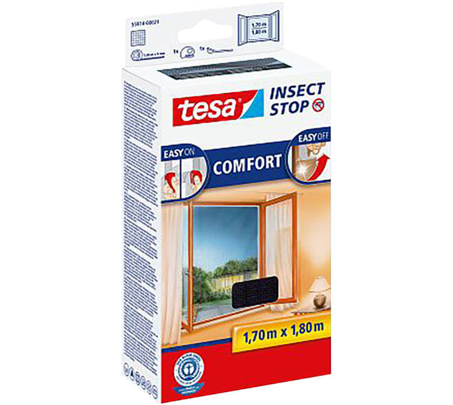 Tesa Comfort Vliegenhor Ramen 1,7M x 1,8M Zwart
