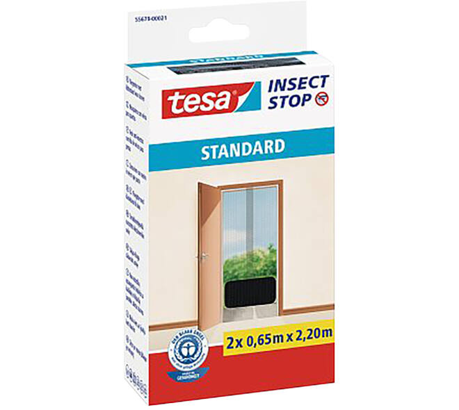Tesa Standardvliegenhor Deuren 2 x 0,65M x 2,2M Zwart
