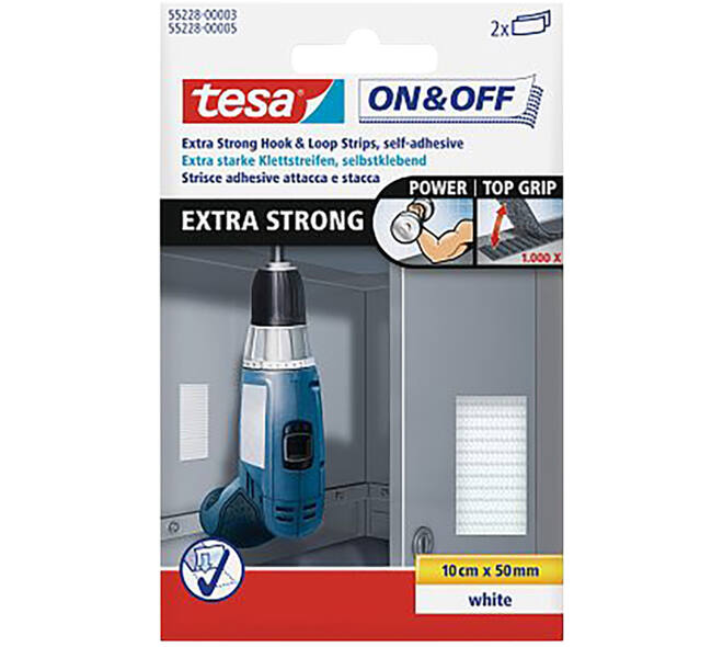 Tesa On&Off Extra Sterk Strips 100 mm x 50 mm Wit