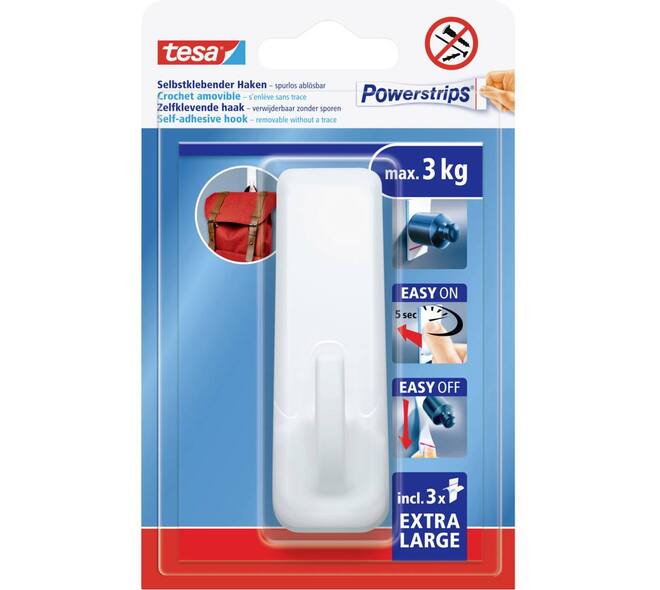 Tesa Powerstrips XL Lijmhaak Rechthoekig Wit