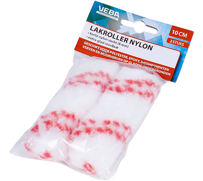 VEBA Verfrol Nylon 10 cm, Pool 6 mm, 2 st Ophangverpakking, Rood