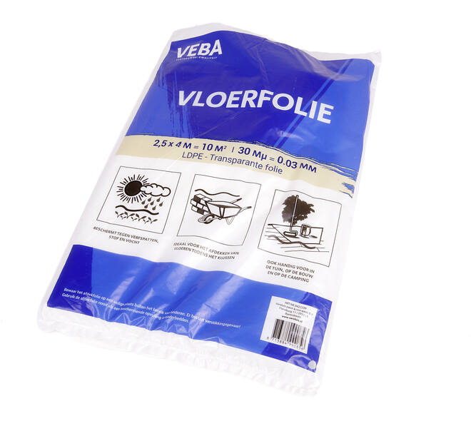 VEBA Vloerfolie 2,5x4 m 1-Pack 30Mu p/pc LDPE