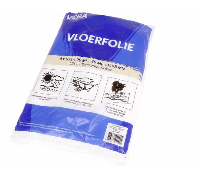 Veba Vloerfolie 4x5 m 1-Pack 30Mu LDPE