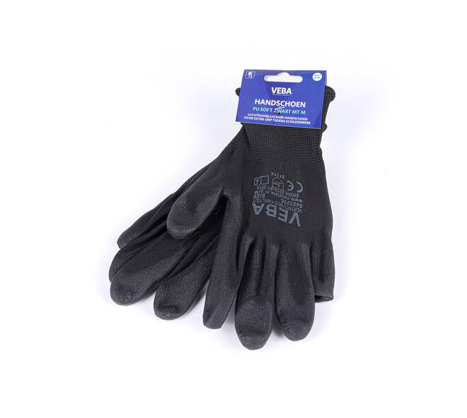 VEBA Handschoen Pu-Soft Zwart Maat M