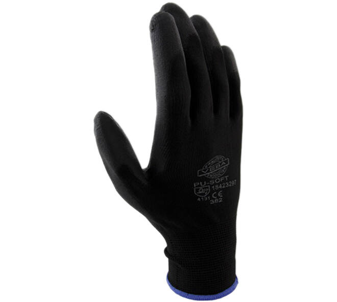 VEBA Handschoen Pu-Soft Zwart Mt L