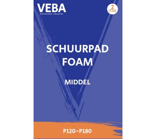SCHUURPAD FOAM MIDDEL ORANJE 2ST