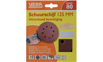 VEBA Schuurschijf Klittenband 125 mm 10 st P80