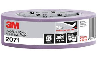 3M Afplaktape, 207136SW, Gevoelige oppervlakken, 36 mm x 50 m, 1 rol - 70% PEFC SGSCH-PEFC-COC-110078
