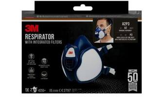 3M Mondmasker met Geïntegreerde Filters 4255+, A2P3 Organische Dampen