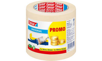 Tesa Afplakband Basic 2 x 50 m x 19 mm + 2 x 50 m x 30 mm