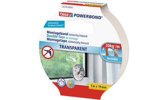 Tesa Powerbond Montagetape Transparant 5M x 19 mm