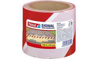 Tesa Signal Afzetlint Non Adhesive 100M x 80 mm Rood/ Wit