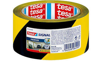 Tesa Waarschuwingstape 66M x 60 mm Pvc Premium Zwart/ Geel