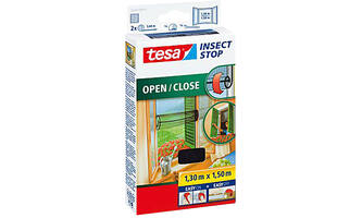 Tesa Open/Close Vliegenhor Voor Ramen 1,3M x 1,5M Zwart