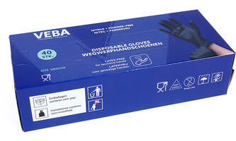 VEBA Handschoen Nitril Poeder& Latexvrij Zwart 40 st M