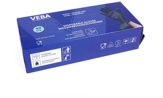 VEBA Handschoen Nitril Poeder& Latexvrij Zwart 40 st XL