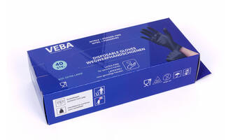 VEBA Handschoen Nitril Poeder& Latexvrij Zwart 40 st XL